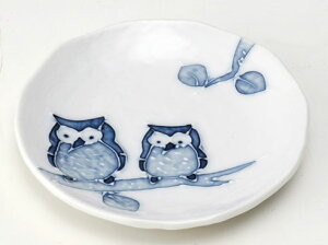 陶器 お皿/ 一珍フクロウ 小皿 /和食器 かわいい 食器 猫 テーブルウェア