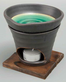 香炉 陶器/ 黒釉茶香炉（緑） /アロマ プレゼント 贈り物 箱入り
