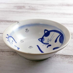 和風 墨絵風 軽い ねこ 猫グッズ 小鉢 フルーツボウル/ まろび猫 軽量4.0深小鉢 /家庭用 贈り物 プレゼント