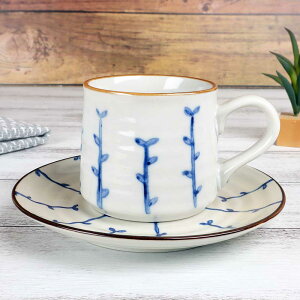 食器 わけあり コーヒーカップ&ソーサー 珈琲碗皿/ アウトレット★ツタ柄コーヒーカップ&ソーサー /和風 コーヒーカップ 家庭用 業務用