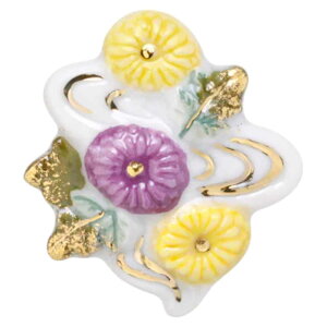 陶器のブローチ 誕生月の花 アクセサリー/ ピンブローチ Birth Flowers 11月 菊 /幸運 贈り物 プレゼント