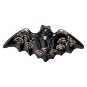 陶器のブローチ アクセサリー/ ピンブローチ Black Line コウモリ(黒) /縁起物 贈り物 プレゼント