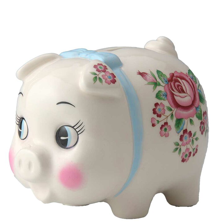 楽天市場 豚 かわいい 陶器 ぶた貯金箱 大 花柄 美濃のちゃわん屋さん 古林恩羅院