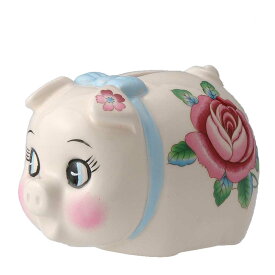 豚 かわいい 陶器/ ぶた貯金箱　小 /花柄