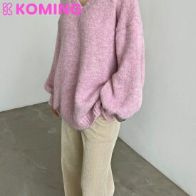 オンド ブイネック ルーズフィット ニット(ウール8%)【FREEPANY】 【Koming】 韓国ファッション レディースファッション