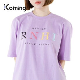 RNHI クラシック プリンティング TEE [パープル]【RUNNINGHIGH】 【Koming】 レディースファッション 韓国ファッション 母の日