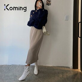 ヘリンボーンウール混スカート【LAGIRL】【Koming】 韓国ファッション レディースファッション 母の日