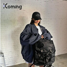ダブルジップデニムジャケット【LAGIRL】【Koming】 韓国ファッション レディースファッション ボクシーデニム ジップアップ 生地デニム ユニークなムード ツーウェイファスナー 上半身憎いぜい肉カバー バンディング処理 母の日