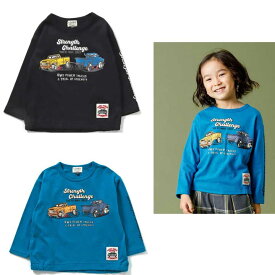 『エフオーキッズ（F.O.KIDS/f.o/FOキッズ）』4WD CAR 長袖Tシャツ　80cm　90cm　95cm　100cm　120cm　【キッズ/ベビー/子供服】(106114トップス　長袖　Tシャツ　お祝い　ギフト　出産祝い　ブルー ブラック　車＜車柄