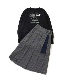 ★SALE 50％OFF★ ALGY（アルジー）10th復刻　ラップボトム＆ロンTセット　140cm 150cm 160cm ベスト　セットアップ　ブラウス　ボトムス　スカート　ショーパン　キュロット　グレー　チェック　ミニ　秋冬　女の子　高学年【子供服/キッズ/ジュニア】(425033)