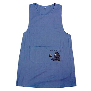 エプロン ラン型 かわいい カラーエプロン くま インド綿 女性 レディース 可愛い オシャレ 料理 家事 DIY ポケット付き フリーサイズ