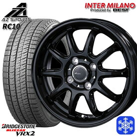 【取付対象】155/65R14 N-BOX タント 2023年製 ブリヂストン ブリザック VRX2 インターミラノ AZ-Sports RC10 ブラック 14インチ 4.5J 4穴 100 スタッドレスタイヤホイール4本セット 送料無料