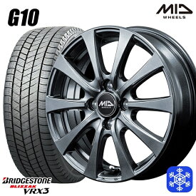 スタッドレスタイヤホイール4本セット 145/80R13 モコ タント ミラ ムーヴ 2022〜2023年製 ブリヂストン ブリザック VRX3 MID ユーロスピード G10 メタリックグレー 13インチ 4.0J 4H100