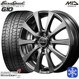 【取付対象】175/65R15 アクア フィット 2022～2023年製 クムホ ウインタークラフト Wi61 MID ユーロスピード G10 メタリックグレー 15インチ 5.5J 4H100 スタッドレスタイヤホイール4本セット