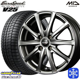 【取付対象】155/65R13 モコ ルークス 2022～2023年製 グッドイヤー アイスナビ8 MID ユーロスピード V25 メタリックグレー 13インチ 4.0J 4H100 スタッドレスタイヤホイール4本セット