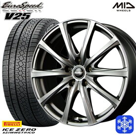 【取付対象】195/65R15 ノア ヴォクシー 2022～2023年製 ピレリ アイスゼロアシンメトリコ MID ユーロスピード V25 メタリックグレー 15インチ 6.0J 5H114.3 スタッドレスタイヤホイール4本セット