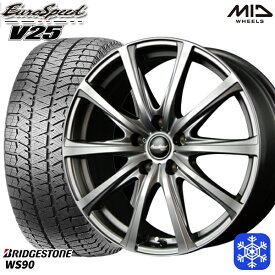 【取付対象】195/65R15 ノア ヴォクシー 2022年製 ブリヂストン ブリザック WS90 MID ユーロスピード V25 メタリックグレー 15インチ 6.0J 5H114.3 スタッドレスタイヤホイール4本セット