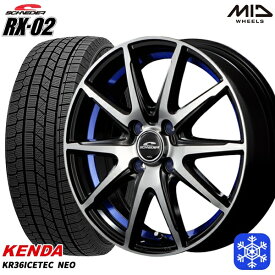 【取付対象】185/55R16 フィットシャトル 2022～2023年製 ケンダ アイステックネオ KR36 MID シュナイダー RX-02 BLUE 16インチ 6.0J 4H100 スタッドレスタイヤホイール4本セット