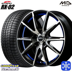 【取付対象】215/50R17 マツダ3 セレナ 2022～2023年製 グッドイヤー アイスナビ8 MID シュナイダー RX-02 BLUE 17インチ 7.0J 5H114.3 スタッドレスタイヤホイール4本セット