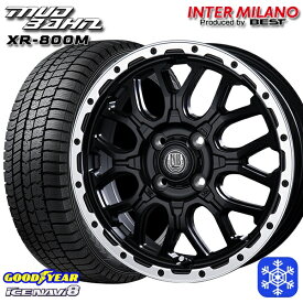 【取付対象】165/55R15 N-BOX タント 2022～2023年製 グッドイヤー アイスナビ8 インターミラノ マッドバーン XR-800M MBK/RP 15インチ 4.5J 4H100 スタッドレスタイヤホイール4本セット