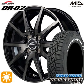 【取付対象】アゲ軽 165/80R14 97/95N LT トーヨー オープンカントリー R/T ホワイトレター MID シュナイダー DR02 ブラックポリッシュ＋ブラッククリア 14インチ 4.5J 4H100 サマータイヤホイールセット