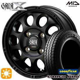 6/11までポイント5倍！軽トラ 145/80R12 80/78N グッドイヤー カーゴプロ MID ガイアクロス 12インチ 4.0J 4H100 マットブラック サマータイヤホイールセット