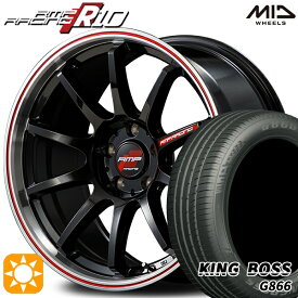 4/24-4/27 P5倍！プリウス カローラツーリング 215/45R17 91W XL キングボス G866 MID RMPレーシング R10 クリスタルBK/リムポリッシュ+レッド 17インチ 7.0J 5H100 サマータイヤホイールセット