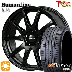 【取付対象】アクセラ アテンザ 215/45R18 93W XL ウィンラン R330 トレジャーワン ヒューマンライン S15 ブラック 18インチ 7.0J 5H114.3 サマータイヤホイールセット