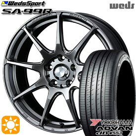 【最大2,000円OFFクーポン】20/30系アルファード ヴェルファイア 235/50R18 97W ヨコハマ アドバンデシベル V553 Weds ウェッズスポーツ SA99R PSB (プラチナシルバーブラック) 18インチ 8.0J 5H114.3 サマータイヤホイールセット