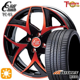 【最大2,000円OFFクーポン】アクア クロスビー 185/55R16 83V ウィンラン R330 トレジャーワン クリフクライム TC05 ブラックポリッシュレッドクリア 16インチ 6.0J 4H100 サマータイヤホイールセット