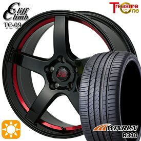 【取付対象】エスクァイア セレナ 205/50R17 93W XL ウィンラン R330 トレジャーワン クリフクライム TC09 ブラックレッドアンダーカット 17インチ 7.0J 5H114.3 サマータイヤホイールセット