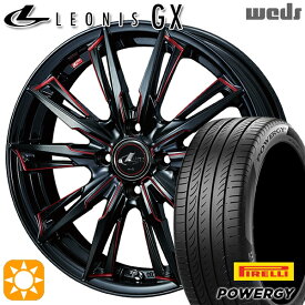 【取付対象】マツダ2 ノート 195/55R16 87V ピレリ パワジー Weds レオニス GX BK/SC[RED] (ブラック/SCマシニング[レッド]) 16インチ 6.0J 4H100 サマータイヤホイールセット