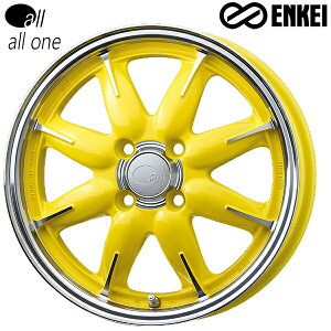 14インチ 5.0J 4H100 +45 ENKEI エンケイ オールワン all one マシニングレモンイエロー アルミホイール単品 1本 4本以上送料無料