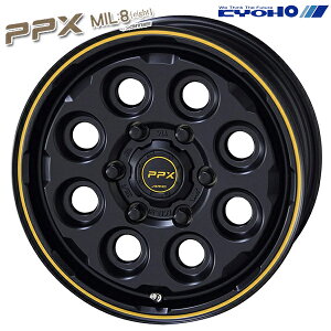 16インチ 6.5J 6H139.7 +38 KYOHO PPX MIL:8 セミグロスブラックイエローライン アルミホイール単品 1本 4本以上送料無料