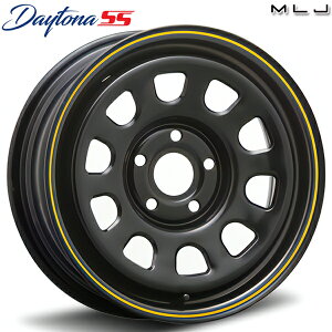 15インチ 6.0J 5H108 +30 MLJ デイトナSS ブラック(イエローライン) スチールホイール単品 4本(1台分) 送料無料