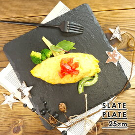 スレートプレート 25.2cm 正角 食器 黒い食器 和食器 洋食器 カフェ食器 皿 大皿 スレートボード フラットプレート チーズボード 石のプレート スクエアプレート 角皿 石の皿 正方形 四角 おしゃれ インスタ映え カフェ風 天然石 石