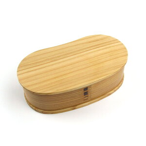 【送料無料】 曲げわっぱ そら豆型弁当 500cc ウレタン塗装 ランチボックス 弁当箱 小判型 木 天然木 インスタ映え インスタグラム 和風 おしゃれ メンズ レディース 子供 運動会 バンド付き