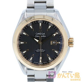 【OMEGA】 オメガ シーマスター アクアテラ コーアクシャル 231.20.34.20.01.004 ステンレススチール イエローゴールド 34mm 裏スケ ブラック文字盤 黒文字盤 自動巻き オートマ 腕時計 レディース 【中古】 USED-SA 【9304】質屋かんてい局仙台卸町店