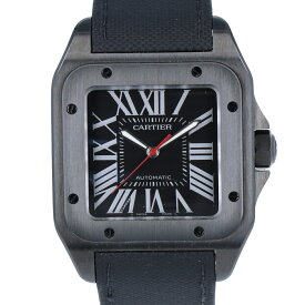 【Cartier】カルティエ サントス 100 カーボンウォッチ LM WSSA0006 38mm ステンレス 黒文字盤 ブラック文字盤 メンズ 自動巻き オートマ 時計 腕時計 【中古品】 USED-A 【9356】 質屋かんてい局仙台卸町店