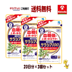 70周年創業祭II ゆうパケットで送料無料 3個セット 小林製薬の栄養補助食品(サプリメント) サラシア100 20日分(60粒)× 3個セット 血糖値 特定保健用食品 特保
