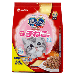 ユニチャームペット 銀のスプーン 贅沢うまみ仕立て 健康に育つ子ねこ用 まぐろ・かつお・煮干し・白身魚・しらす入り 1.4kg