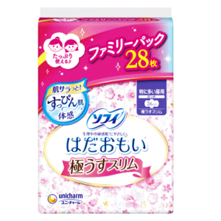 ユニチャーム はだおもい 360 8枚入×18袋 楽天市場】ユニ・チャーム ソフィ はだおもい 極うすスリム 特に多い昼