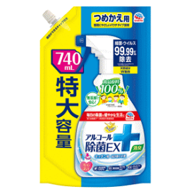 アース製薬 らくハピ アルコール除菌EX 【つめかえ 740ml】