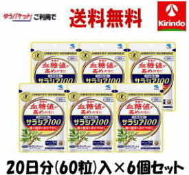 新生活SALE ゆうパケットで送料無料 6個セット 小林製薬 サラシア100 60粒(20日分)入 特定保健用食品 トクホ×6袋 軽減税率対象商品 サプリメント