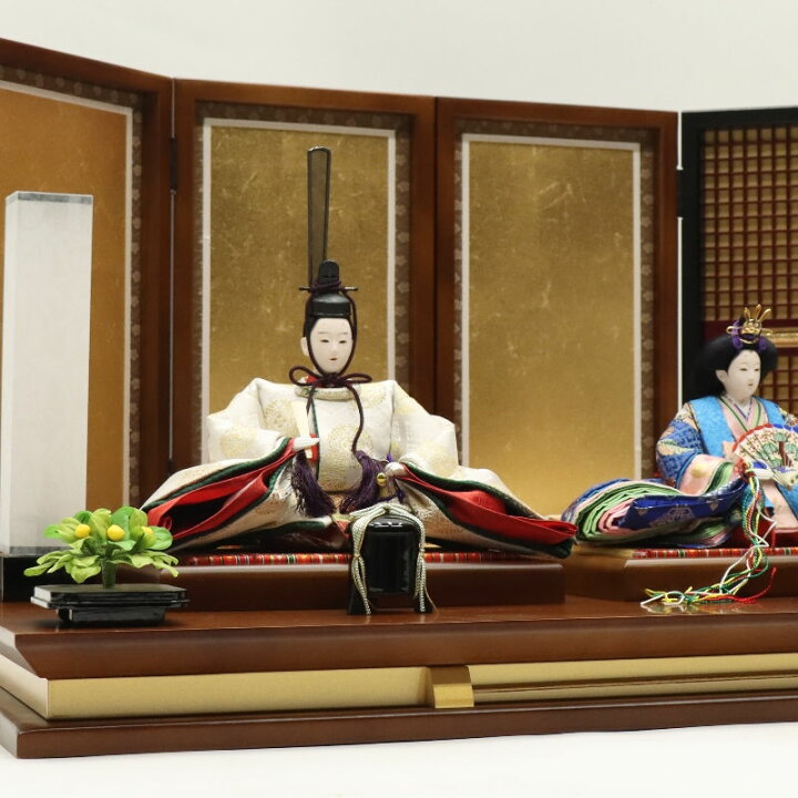 楽天市場】雛人形 親王平飾り かぐや 久月 京十番 親王 格子付き金屏風 
