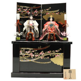 雛人形 収納飾り 雛ごよみ 千匠 小三五 立雛親王 桜刺繍 春風桜収納 2024-yg064 幅50cm 収納飾 2人 ひな人形 お雛様 桃の節句 節句 お祝い インテリア