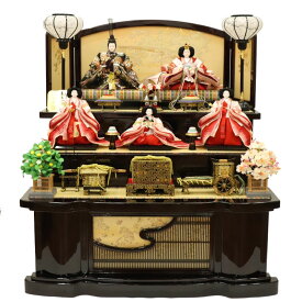 雛人形 段飾り 京極 七番/大三五 五人 花梨塗り金彩桂橋屏風 2025-tg063 幅106cm 三段飾り 5人 ひな人形 お雛様 桃の節句 節句 お祝い インテリア