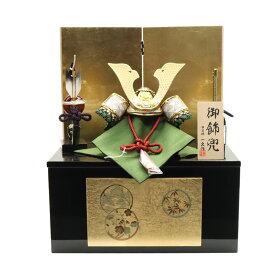 五月人形 兜飾り収納飾 一久作 5号 エディション100（花丸）黒金 2025-yb006 幅30cm 端午の節句 節句 お祝い インテリア