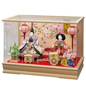 雛人形 ケース飾り 舞姫 三五 親王飾り 幅53cm Wオーク アクリルケース 木目 電気入雪洞付 2人 ケース入り ひな人形