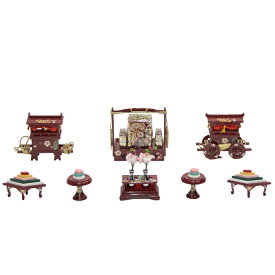 アウトレット品 雛人形道具類 雛道具 30号六点セット 山鉾金彩小桜赤塗 21ya1247 飾り幅目安80～90cm (sn58) インテリア ディスプレイ 見切処分品